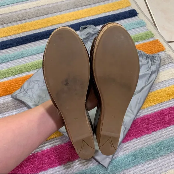 PRADA Brown Leather Logo Cork Platform Open-Toe Wedge Sandals