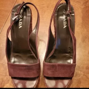 Prada Brown Suede Wedge Sandals