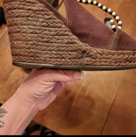 Prada Brown Suede Wedge Sandals