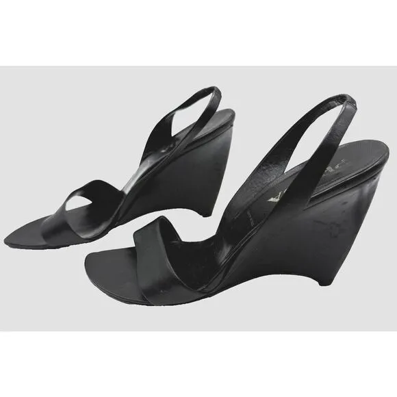 Prada Calzature Donna Heels Wedge Sandals Pumps Slingbacks Black Size 40/10