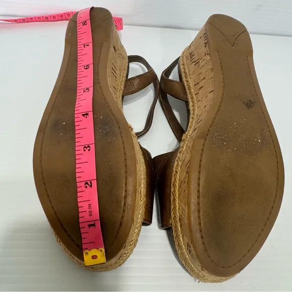 Prada Cork Brown Leather Wedge Sandals Size 36 1/2