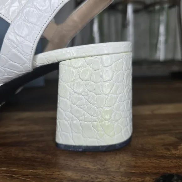 PRADA CROC EMBOSSED QUARTER PLATFORM SANDALS