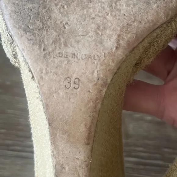 Prada Linen Vintage Wedge Mule Slides Sandals Amethyst Jewels Size 39 / 8.5