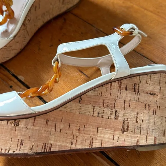 Prada‎ Patent Leather Cork Wedge Platform Sandals Sz 36