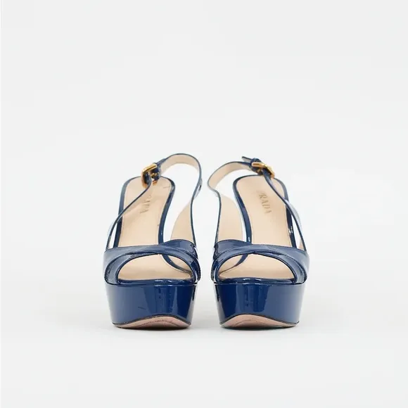 Prada Patent Leather Platform Sandals Heels