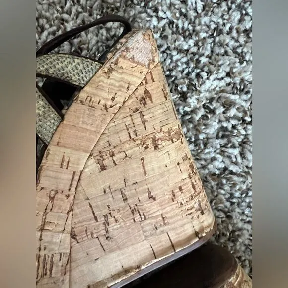 Prada Snake print strappy sandals cork wedge size 38.5 Chic Mob Wife