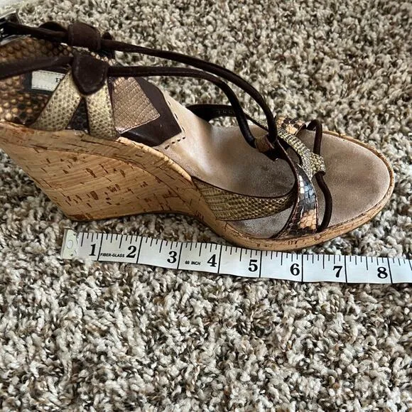 Prada Snake print strappy sandals cork wedge size 38.5 Chic Mob Wife