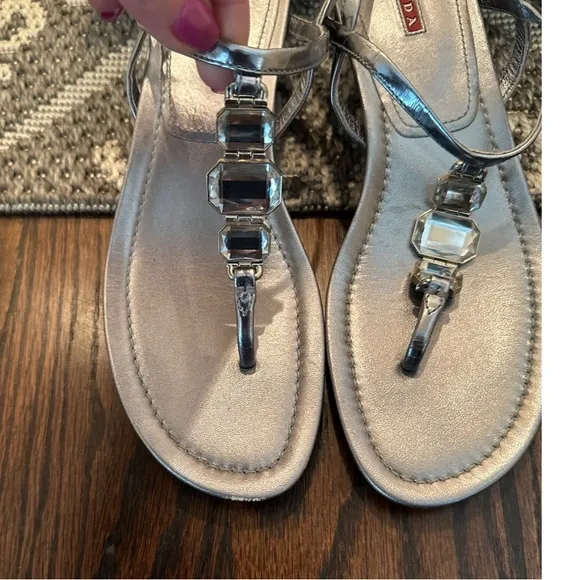 Prada Sport Leather Slingback Sandals