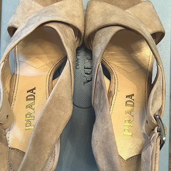 Prada Suede Ankle Strap platform Sandals - Size 5.5