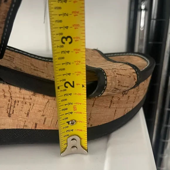 Prada wedge cork sandals with black leather trim