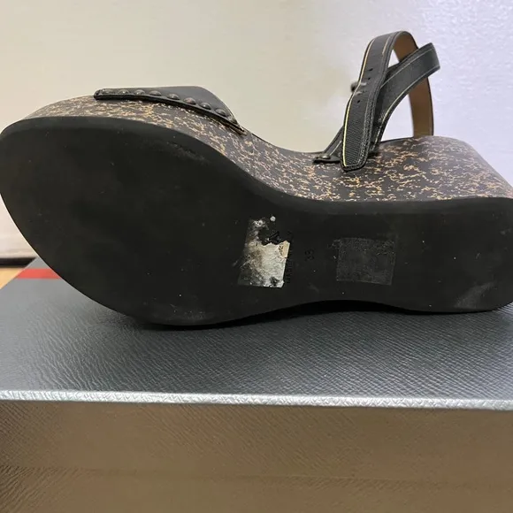 Prada Wedge Platform Ankle Strap Sandals Size 38