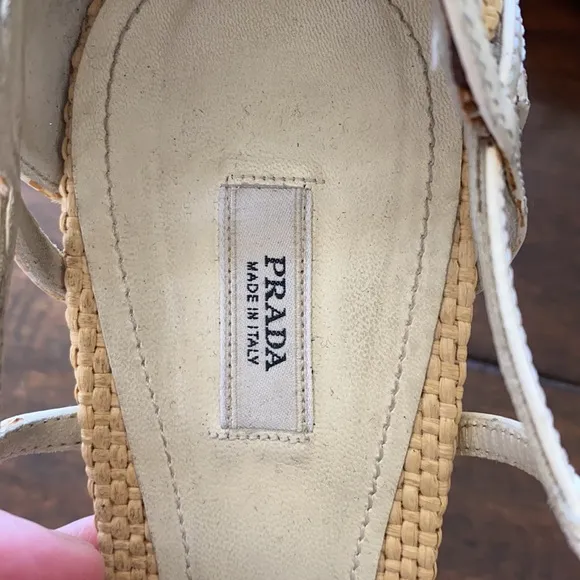 PRADA Wedge Sandals Straw / Raffia - Size 41