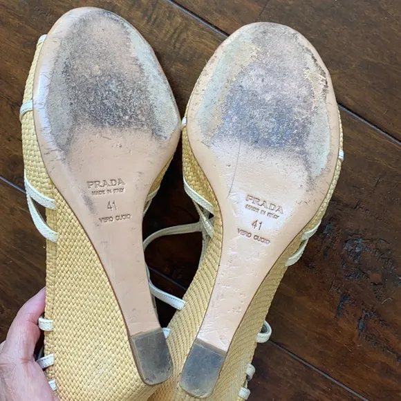 PRADA Wedge Sandals Straw / Raffia - Size 41