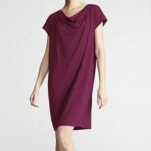 Price Drop! EILEEN FISHER Maroon Cowl Neck Short Sleeve Dress Women's Size S