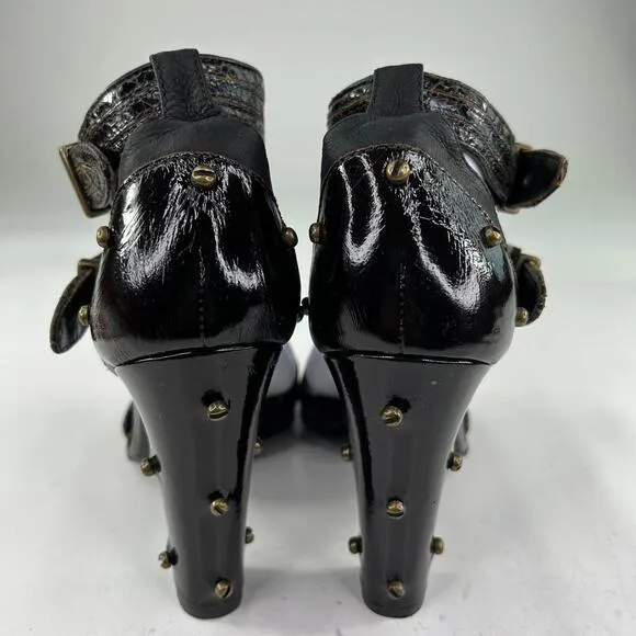 PROENZA SCHOULDER Ankle-Strap Double Buckle US 9.5 Black Heels Studs Sandals