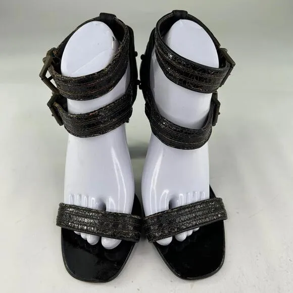PROENZA SCHOULDER Ankle-Strap Double Buckle US 9.5 Black Heels Studs Sandals