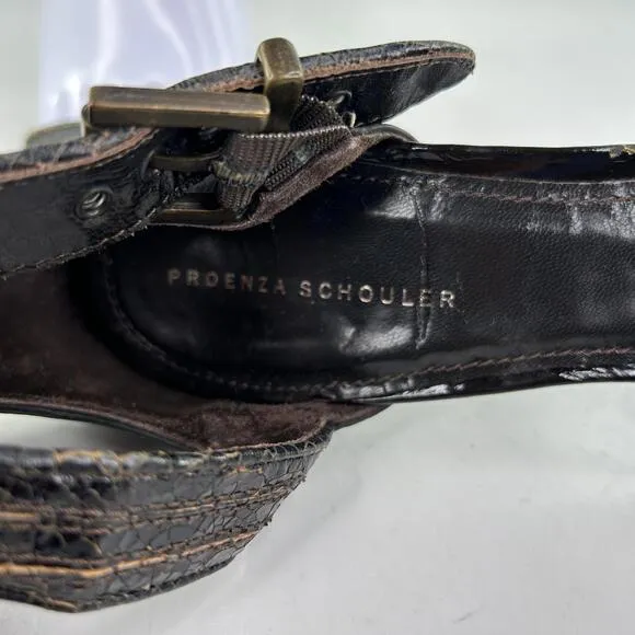 PROENZA SCHOULDER Ankle-Strap Double Buckle US 9.5 Black Heels Studs Sandals