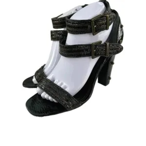 PROENZA SCHOULDER Ankle-Strap Double Buckle US 9.5 Black Heels Studs Sandals