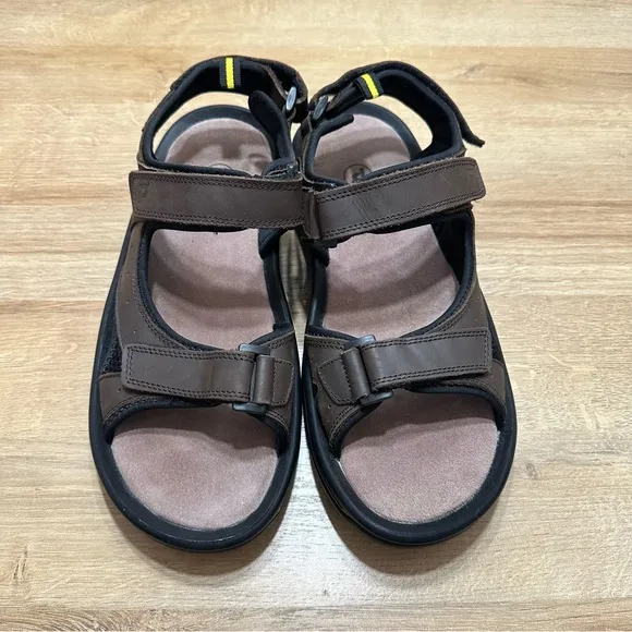 Propet Daytona Men's Adjustable 3 Strap Leather Sandals Brown NWOT