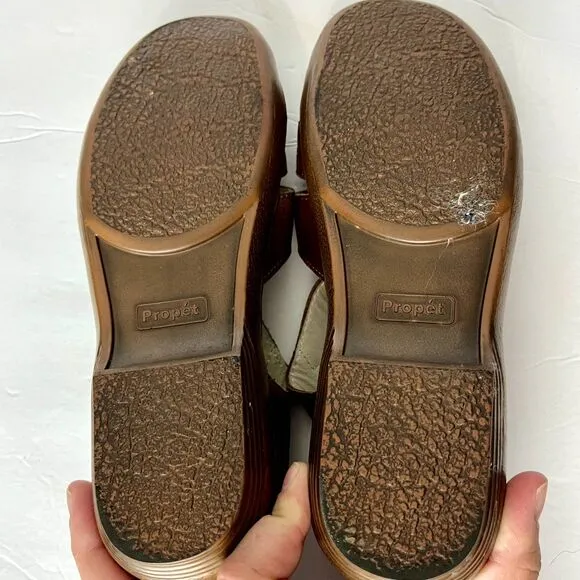 Propet Heather Fisherman Sandals Brown Leather Embroidery Grandmacore Sz 7 1/2