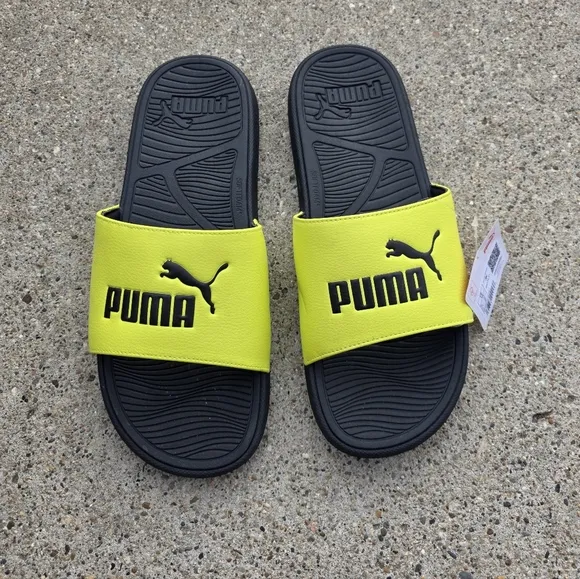 Puma Black and Yellow Slide Sandals Men Size 11