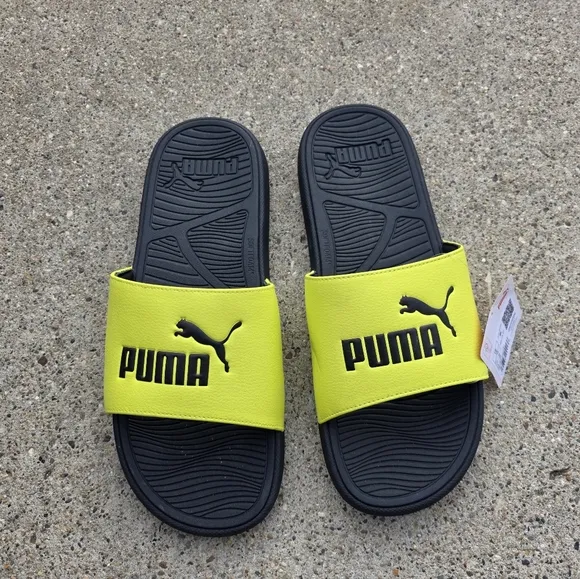 Puma Black and Yellow Slide Sandals Men Size 11