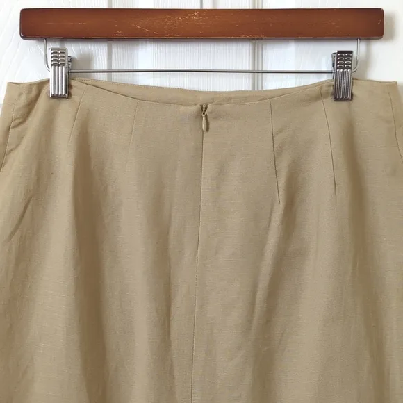 Rafael 90's Vintage Floral Embroidered &amp; Beaded Linen Blend Mini Skirt Tan SP