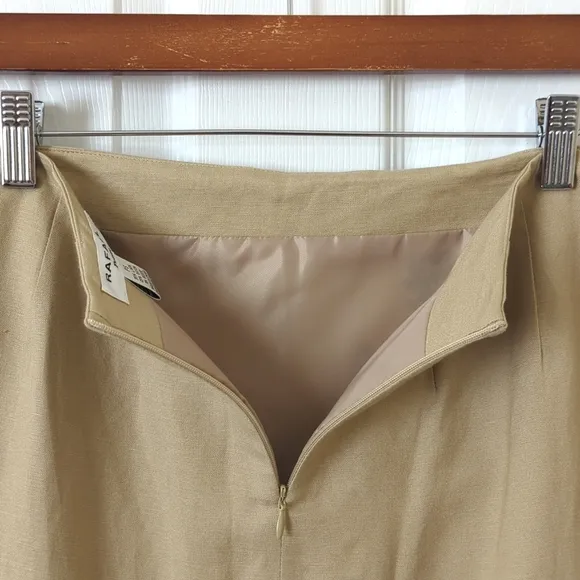 Rafael 90's Vintage Floral Embroidered &amp; Beaded Linen Blend Mini Skirt Tan SP