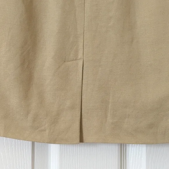 Rafael 90's Vintage Floral Embroidered &amp; Beaded Linen Blend Mini Skirt Tan SP