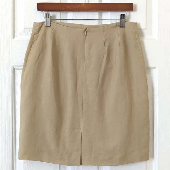 Rafael 90's Vintage Floral Embroidered &amp; Beaded Linen Blend Mini Skirt Tan SP