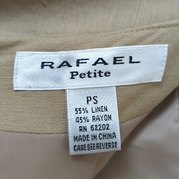 Rafael 90's Vintage Floral Embroidered &amp; Beaded Linen Blend Mini Skirt Tan SP