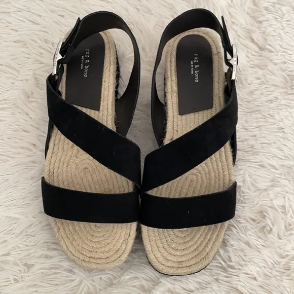 Rag &amp; Bone Black Suede Espadrille Sandals