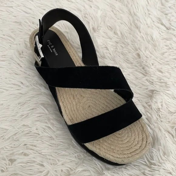 Rag &amp; Bone Black Suede Espadrille Sandals