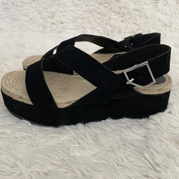 Rag &amp; Bone Black Suede Espadrille Sandals