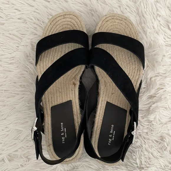 Rag &amp; Bone Black Suede Espadrille Sandals