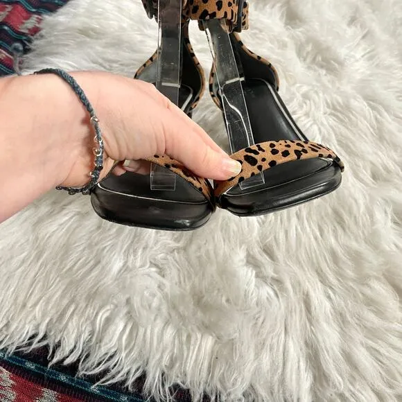 rag &amp; bone Ellis Cheetah Print Animal Print Sandals Block Heel Heels sz 38.5