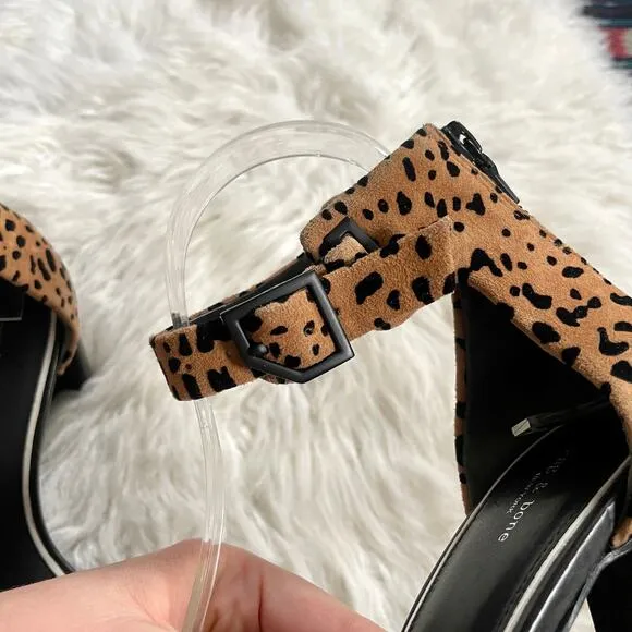 rag &amp; bone Ellis Cheetah Print Animal Print Sandals Block Heel Heels sz 38.5
