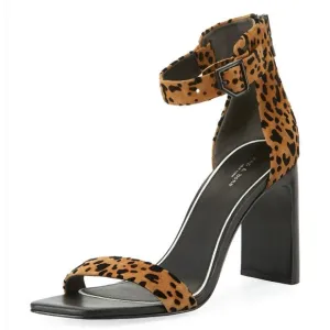 rag &amp; bone Ellis Cheetah Print Animal Print Sandals Block Heel Heels sz 38.5