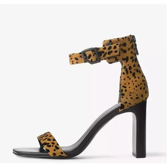 rag &amp; bone Ellis Cheetah Print Animal Print Sandals Block Heel Heels sz 38.5