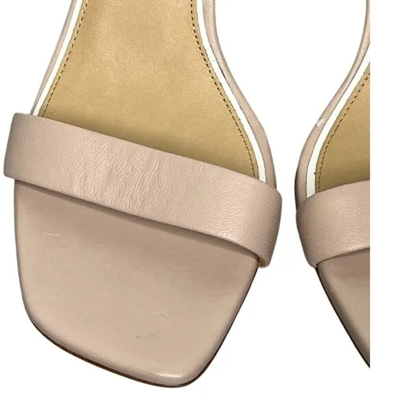 Rag &amp; Bone Ellis Sandal Nude Leather Block Heel Ankle Strap Sandals SZ 39, US 9