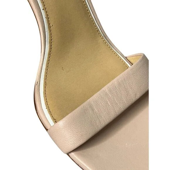 Rag &amp; Bone Ellis Sandal Nude Leather Block Heel Ankle Strap Sandals SZ 39, US 9