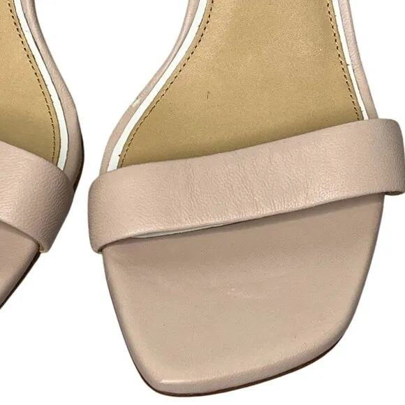 Rag &amp; Bone Ellis Sandal Nude Leather Block Heel Ankle Strap Sandals SZ 39, US 9