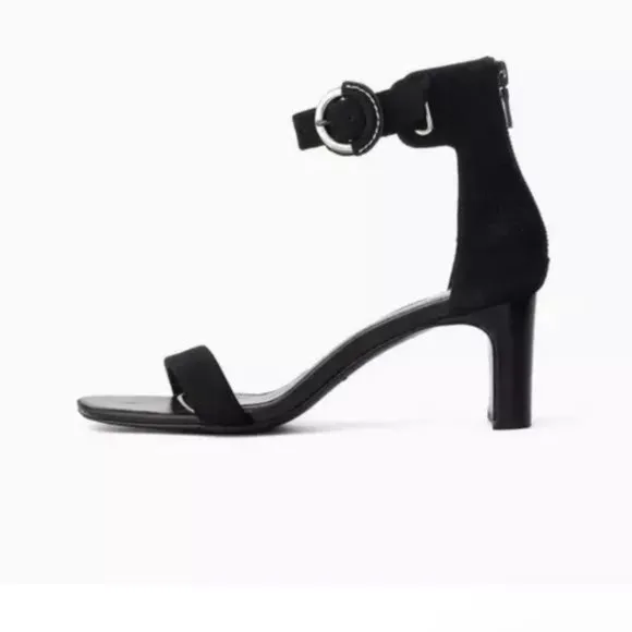 Rag &amp; Bone Ellis Sandals Heels Leather Suede Black 8
