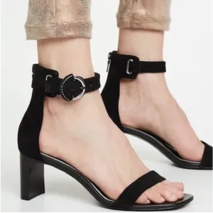 Rag &amp; Bone Ellis Sandals Heels Leather Suede Black 8