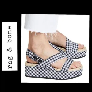 ✅️ Rag &amp; Bone Megan Gingham Platorm Sandals. NWOT.  No box