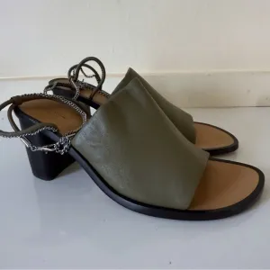 Rag &amp; Bone Nella High In Light Olive Block Chain Sandals Heels SZ 41 US 11