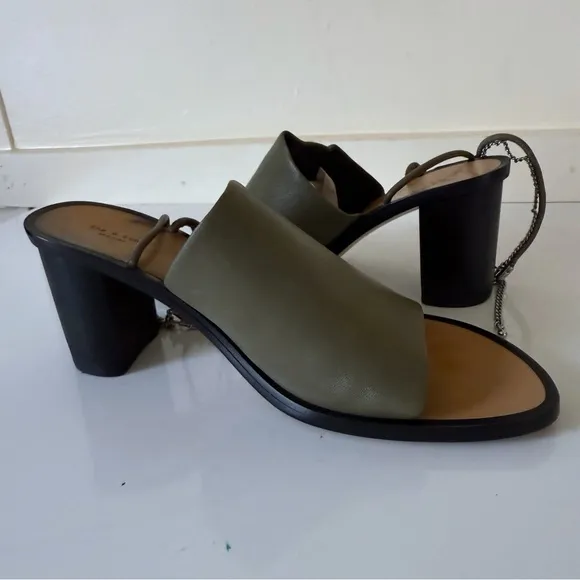 Rag &amp; Bone Nella High In Light Olive Block Chain Sandals Heels SZ 41 US 11