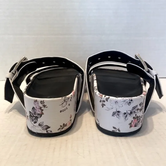 Rag &amp; Bone New York Slip On White Floral Platform Sandals Size 40