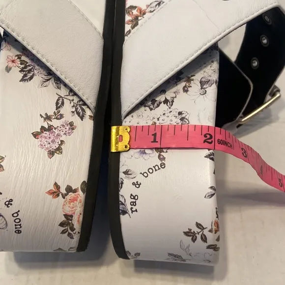 Rag &amp; Bone New York Slip On White Floral Platform Sandals Size 40