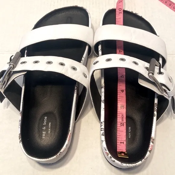 Rag &amp; Bone New York Slip On White Floral Platform Sandals Size 40